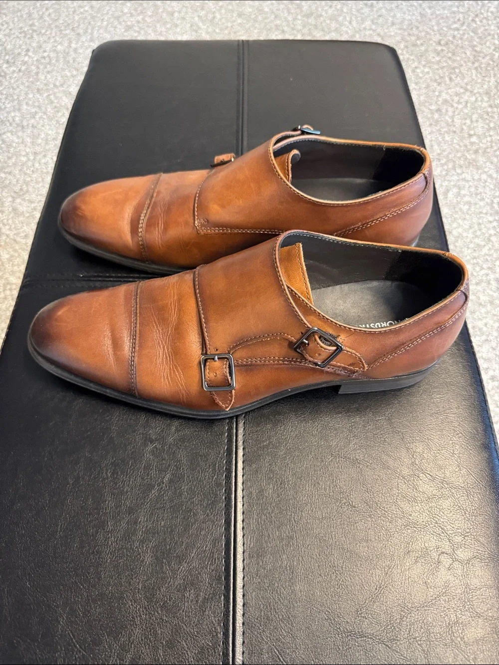 Nordstrom’s Mens Double Monk Strap Leather Shoes - Brown